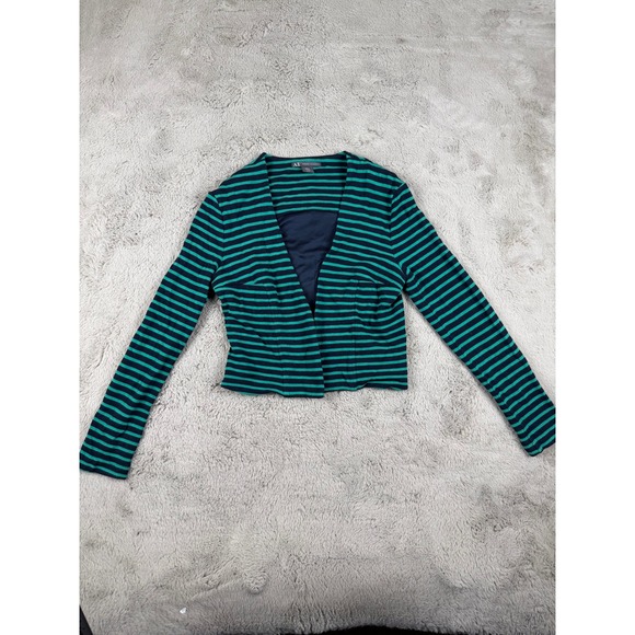 Armani Exchange Striped Cropped Blazer Career Jacket M‎ Y2K Retro City - Picture 1 of 7